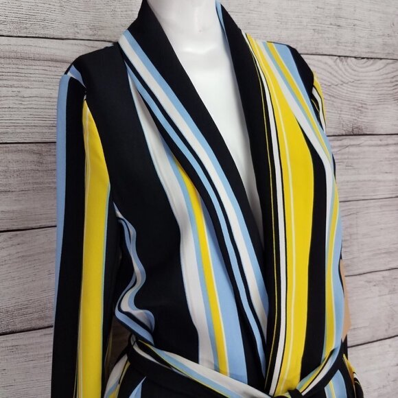 NEW Halogen S Lucinda Tie Waist Lightweight Jacket Multicolored Stripes - Picture 4 of 11